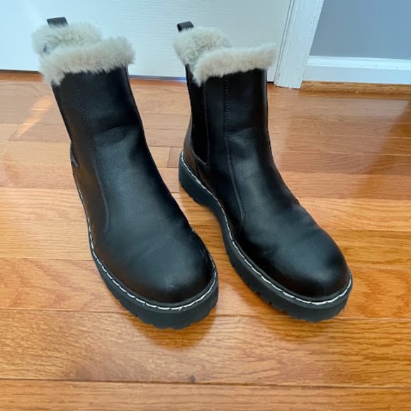 Women's Fur Trim Chelsea Boots - Picture 3 of 10